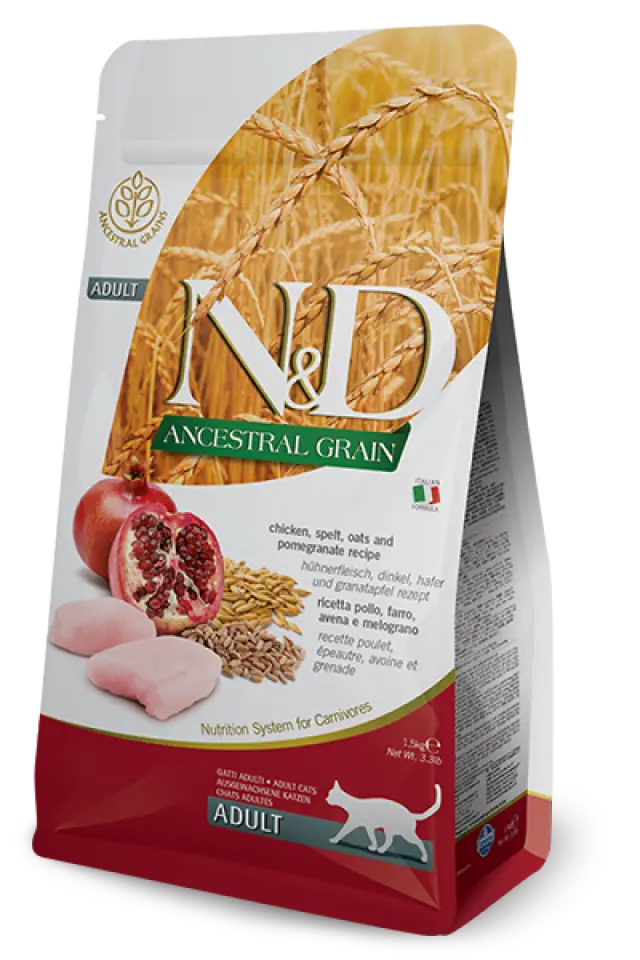Фото Корм сухий для котів Фарміна N&D Low Grain CHICKEN & POMEGRANATE ADULT купити за ціною ₴267.00
